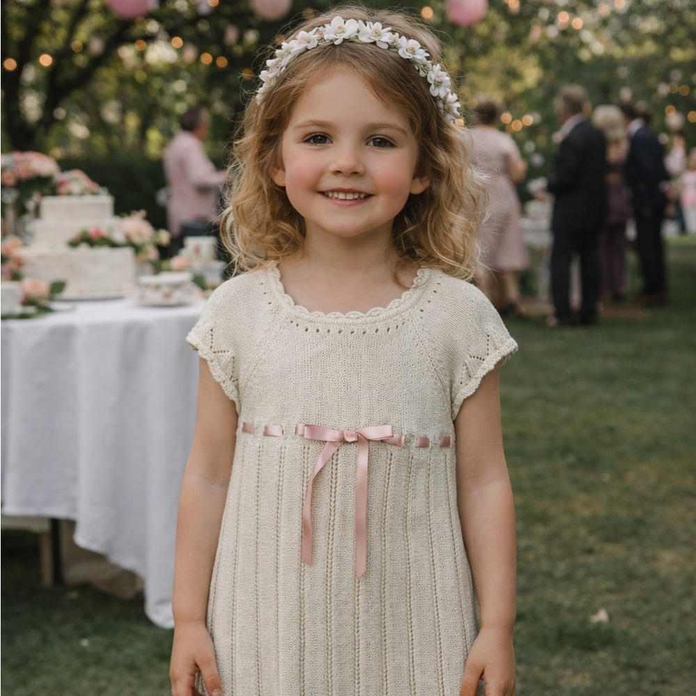 Charming Cream Kids Casual Dress